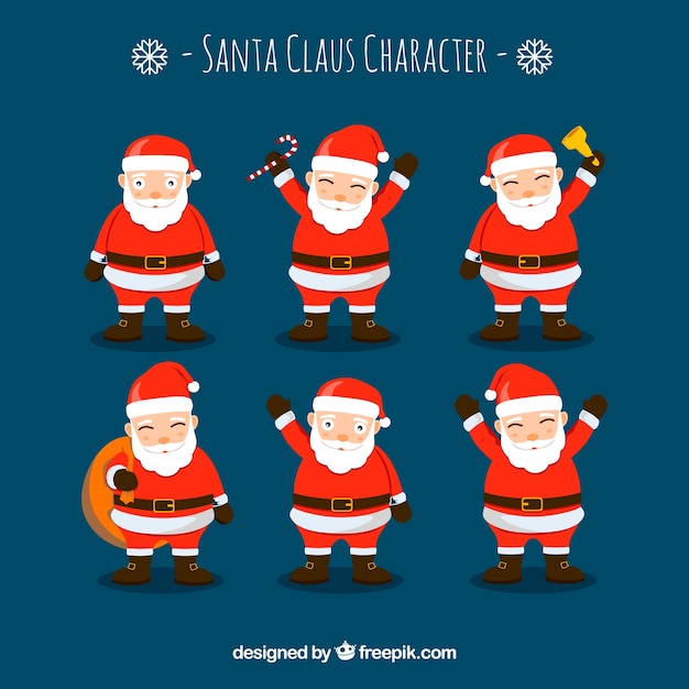 Free vector pack of santa claus in different poses