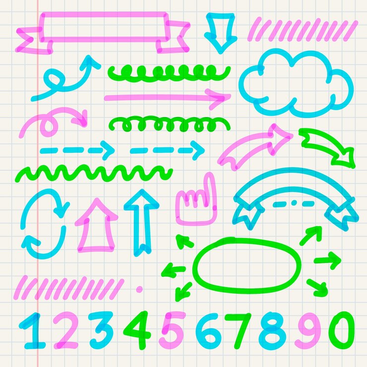 無料Vector カラフルなマーカーと学校のインフォグラフィック要素のパック