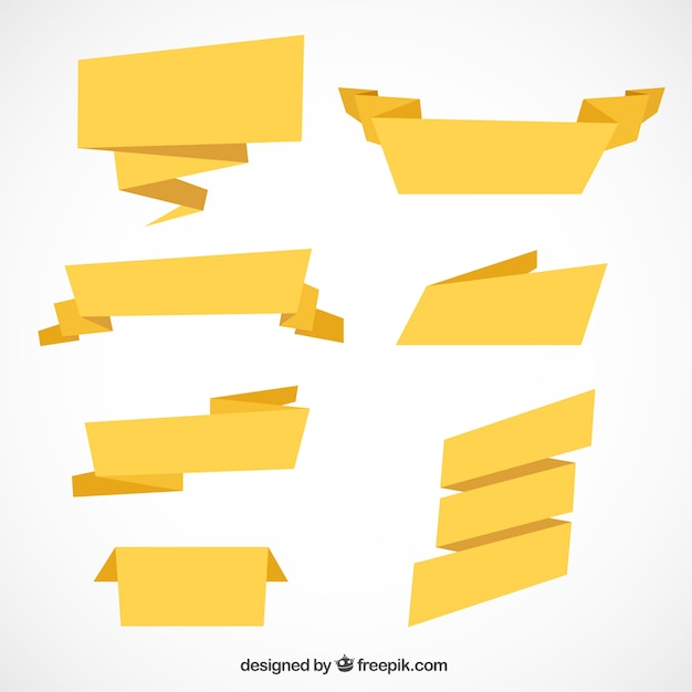 Seven Geometric Style Ribbons Vector Templates – Free Download