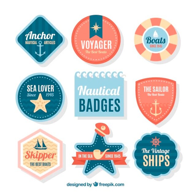 Confezione da diverse badge nautiche