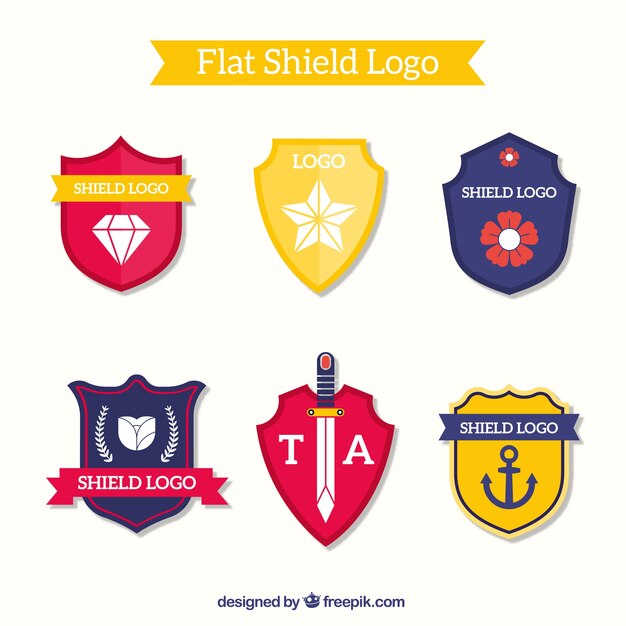 Pack of shield-shaped logos