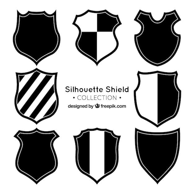 Free vector pack of shields silhouettes