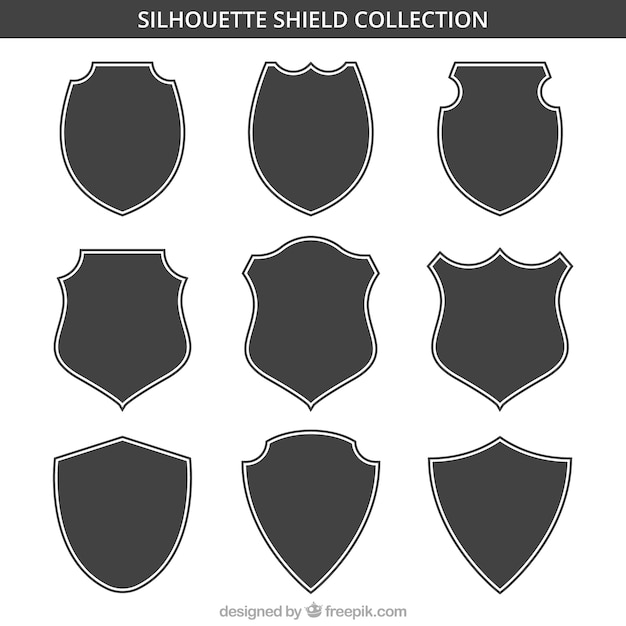 Free vector pack of shields silhouettes