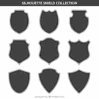 Free vector pack of shields silhouettes