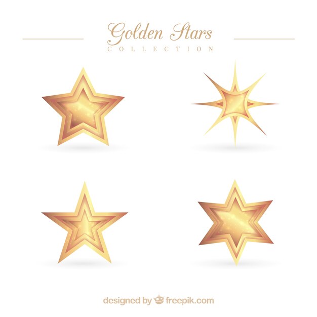 光沢のある金色の星のパック