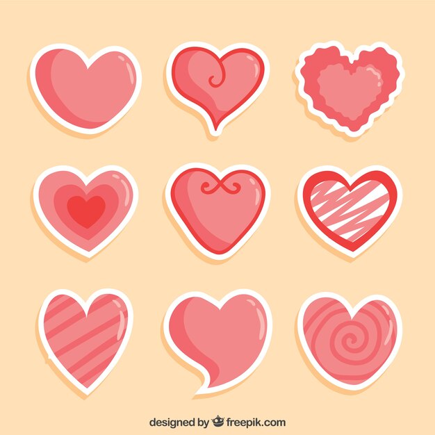 Pack of shiny heart stickers