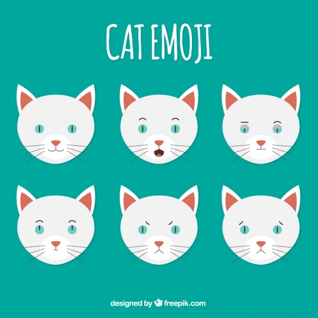 Free vector pack of six cat emojis