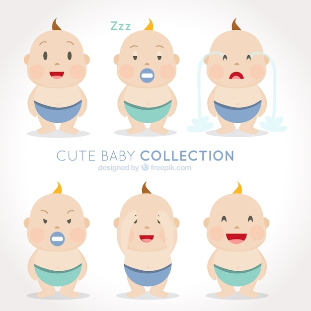 Free vector pack of six cute babies