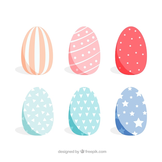 Free vector pack of six easter eggs