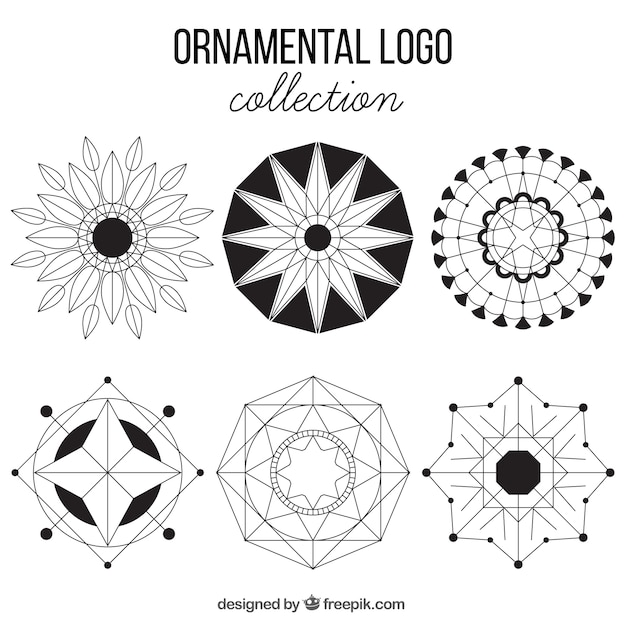Free vector pack of six geometric ornamental logos