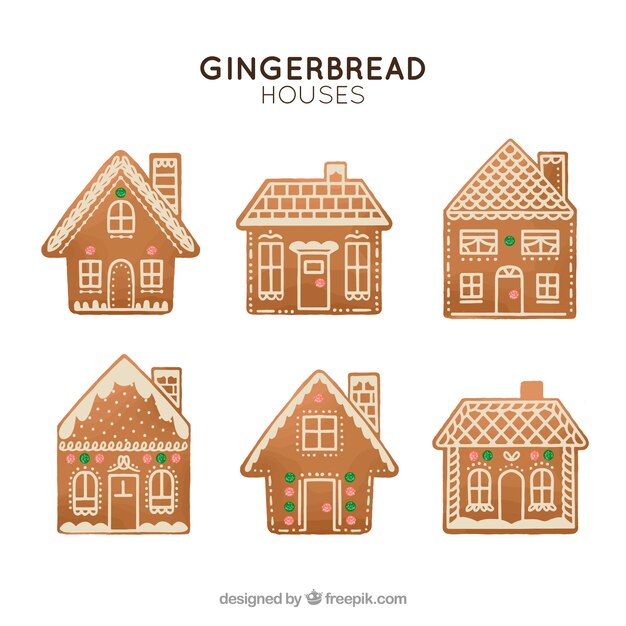 Pack of six gingerbread houses