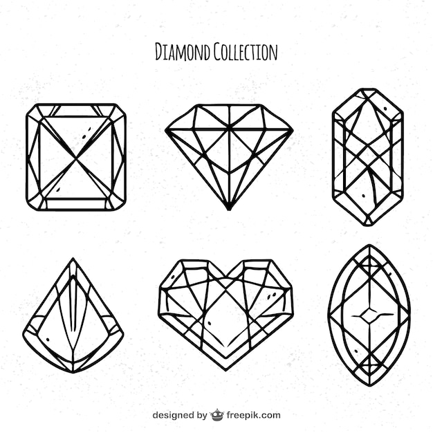 Free vector pack of six linear diamonds