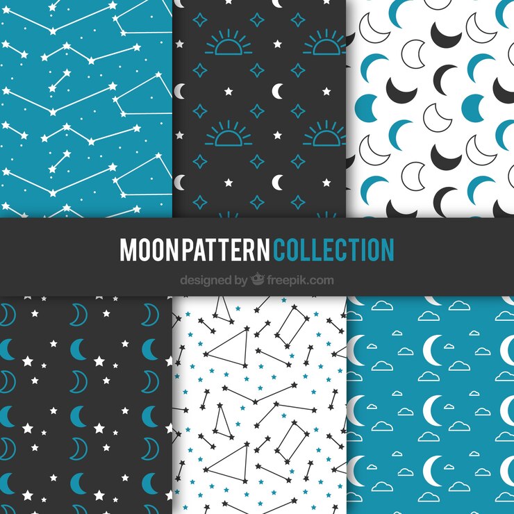 Free Vector pack of six moon patterns