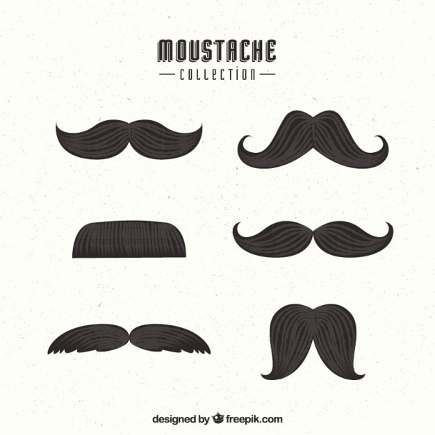 Pack of six mustaches in vintage style