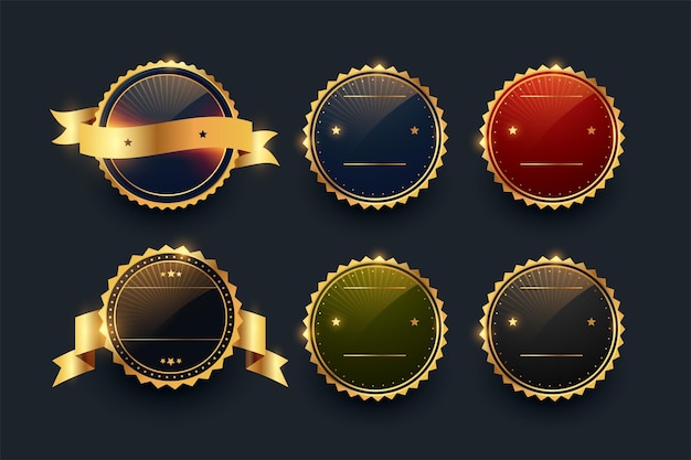 Free vector pack of six premium round emblem symbol design