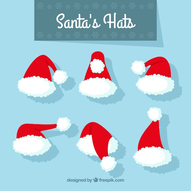 Free vector pack of six santa claus hats