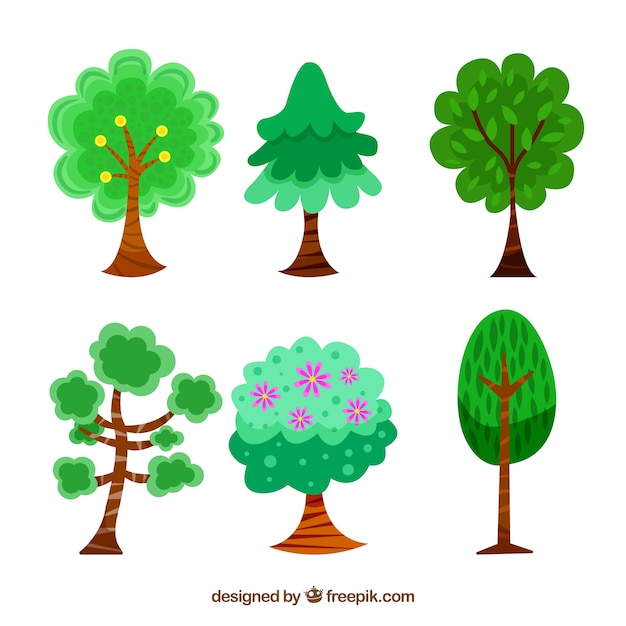 Free Vector pack of six trees