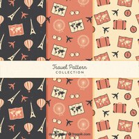 Free vector pack of six vintage travel patterns