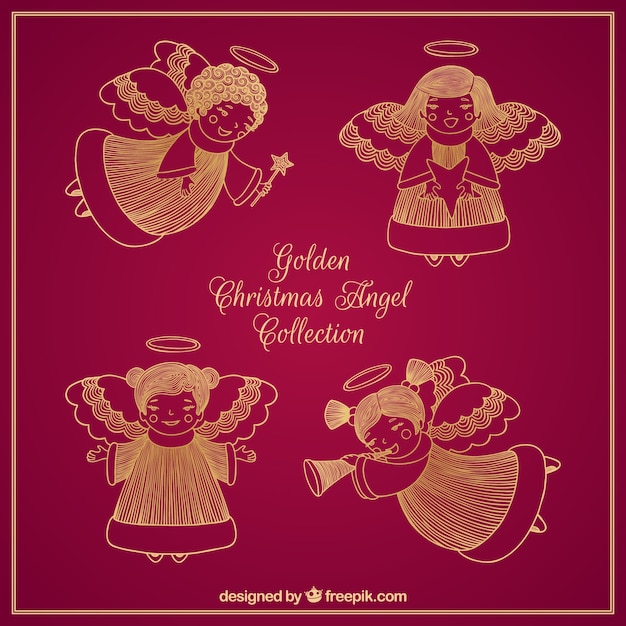 Pack of sketches christmas angels 