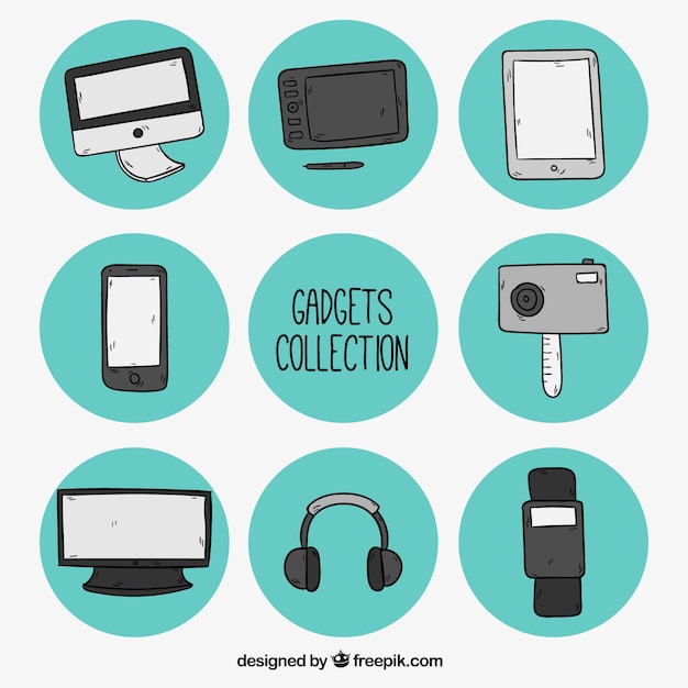 Free vector pack of sketches gadgets