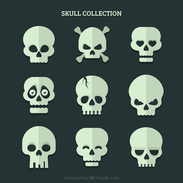 Free vector pack of skull in flat design