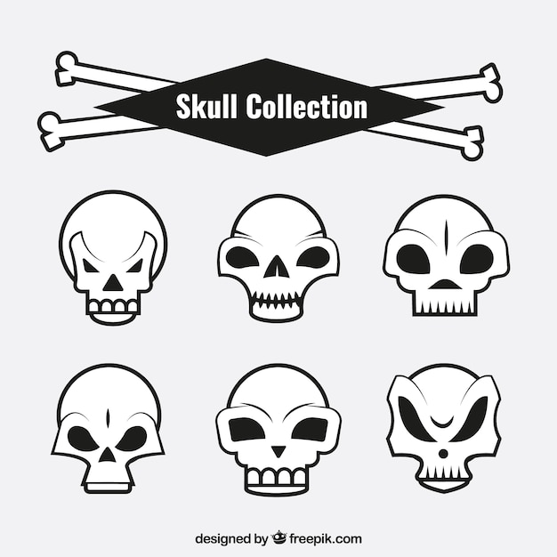 Pack of skulls with funny designs