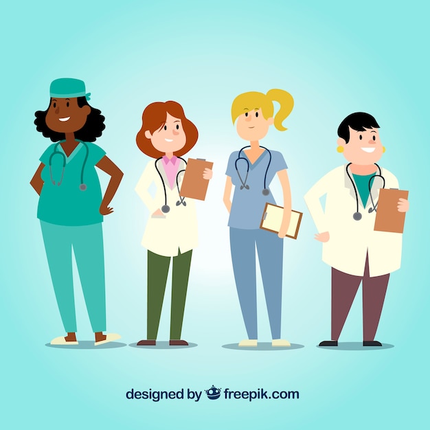 Free vector pack of smiley female doctors