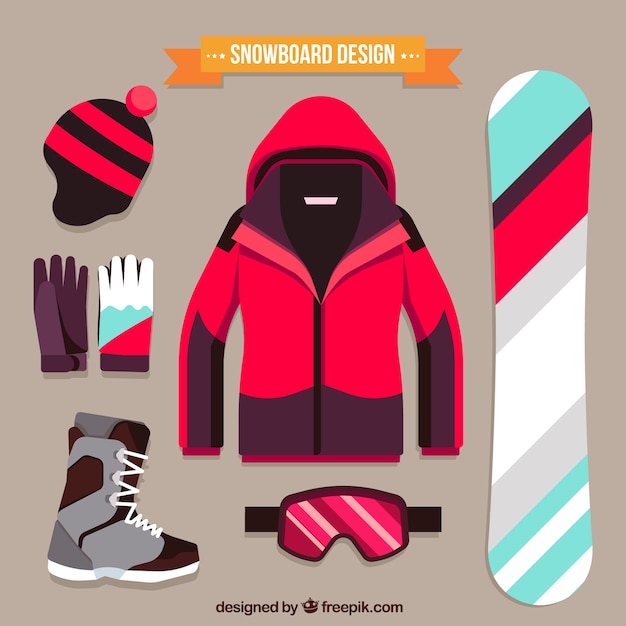 Free vector pack of snowboard sporting elements