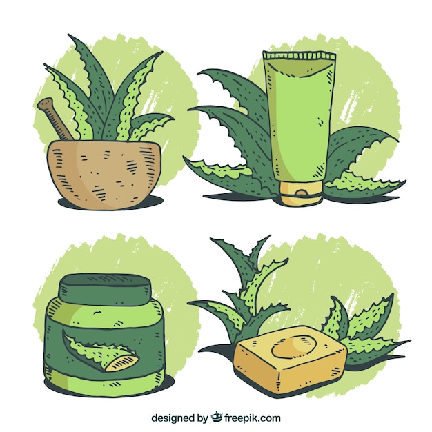 Free vector pack of soap and other aloe vera cosmetics