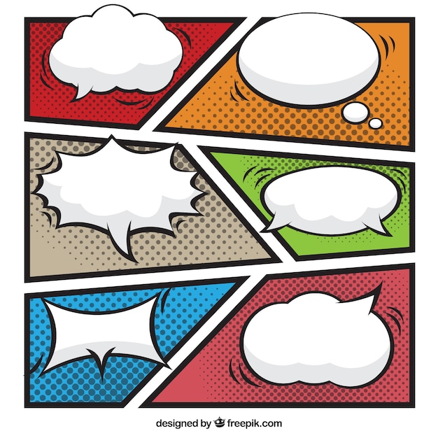 Free vector pack of speech bubbles and colored vignettes