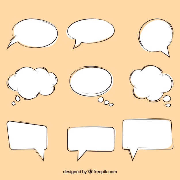 Pack of speech bubbles sketches 