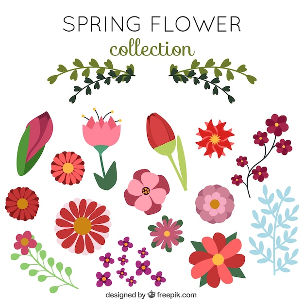 Пакет весенних цветочных элементов