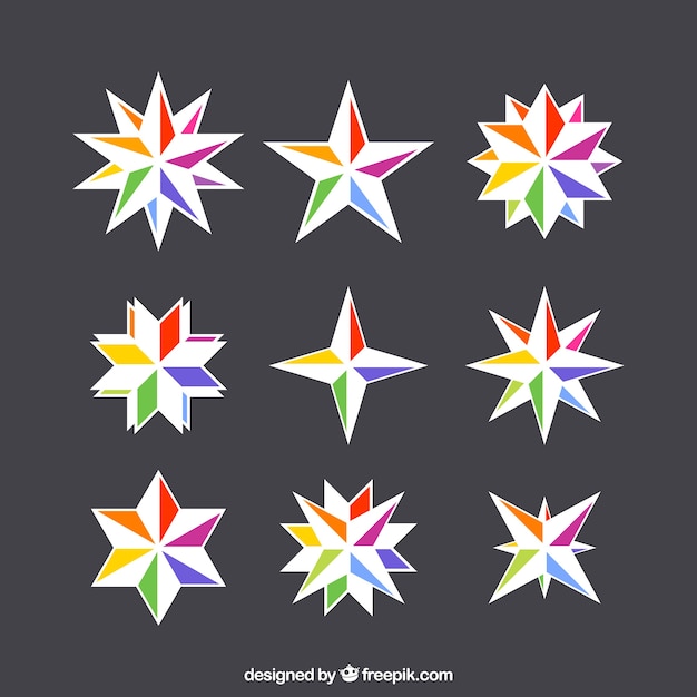 Pack of stars in rainbow colors