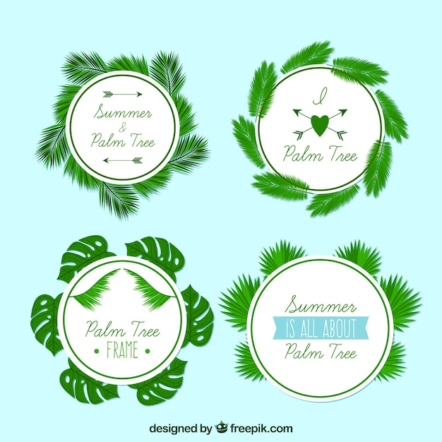 Free vector pack of stickers with palm leaves