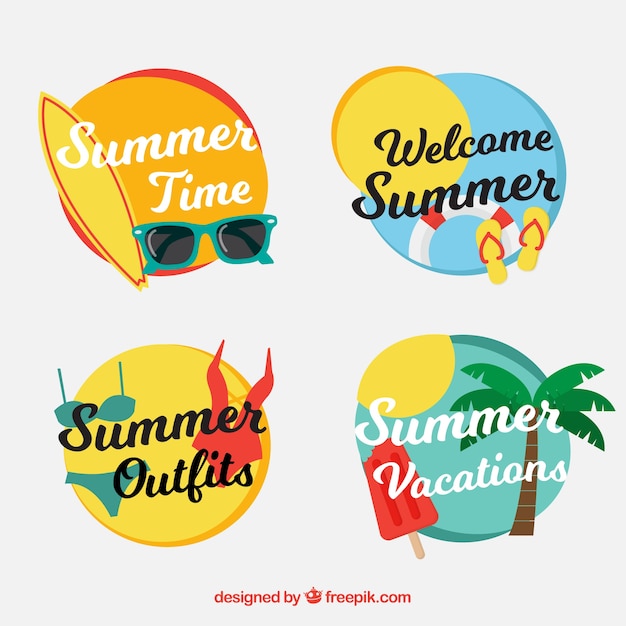 Pack of stickers with summer elements