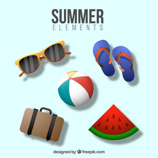 Pack summer and beach elements
