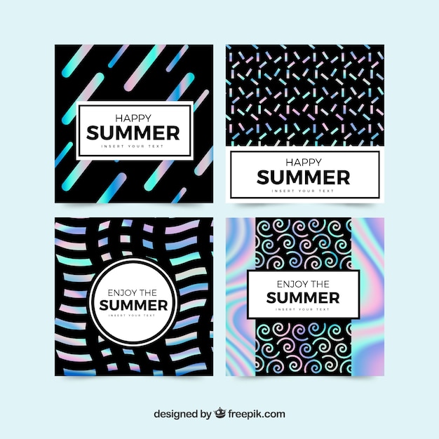 Pack of summer cards of abstract shapes