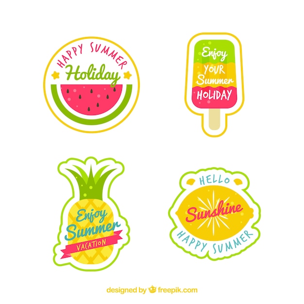 Free vector pack of summer elements stickers