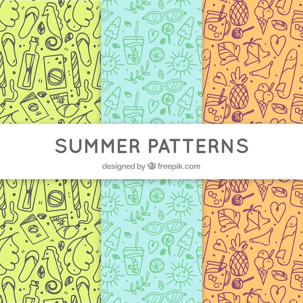 Pack of summer patterns with drawings