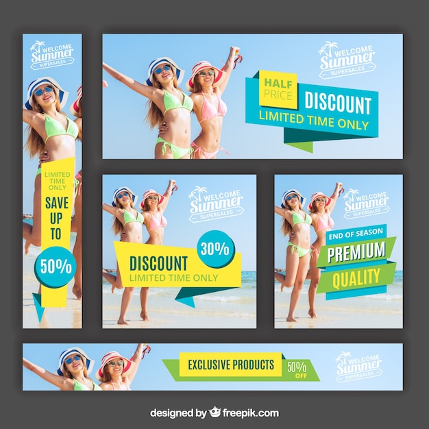 Free vector pack of summer sale banners