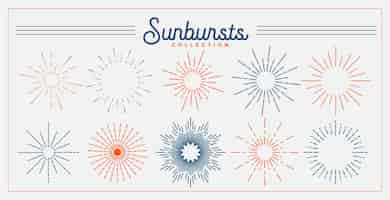 Free vector pack of sun rays bursting icons design