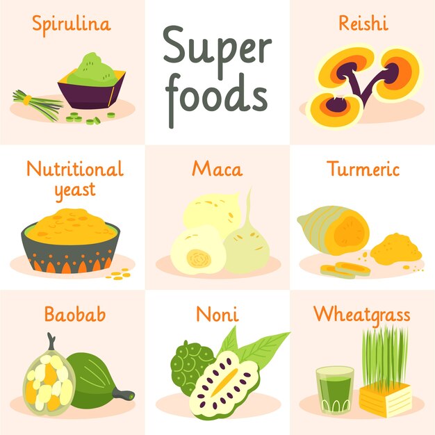 Pack of superfood illustrations