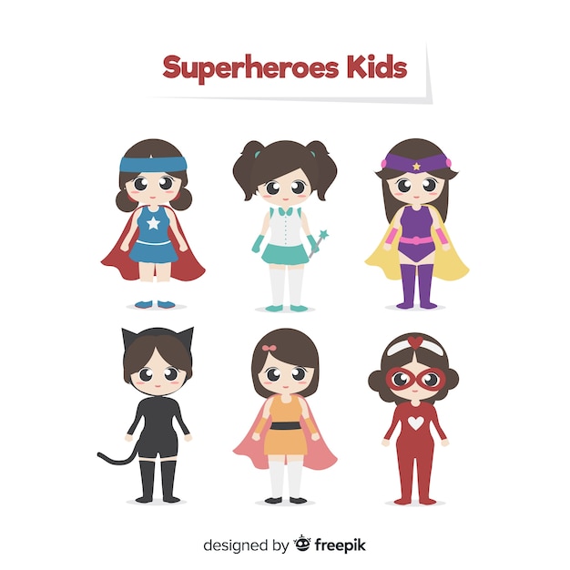 Free vector pack of superhero kids