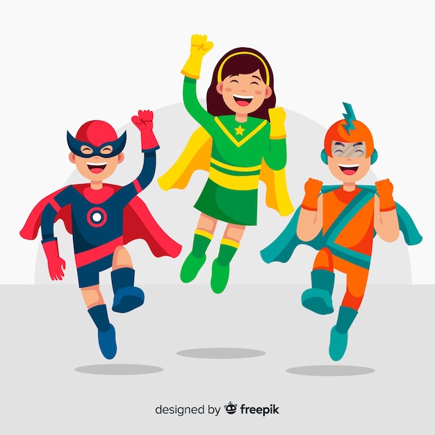 Pack of superhero kids