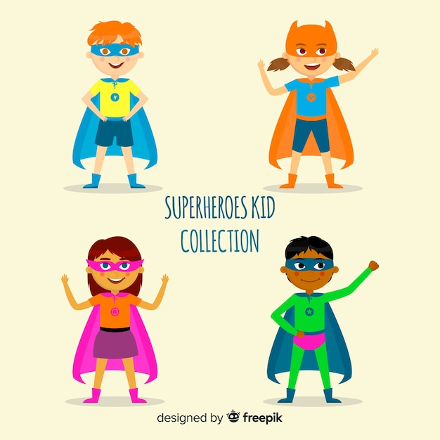 Free vector pack of superhero kids