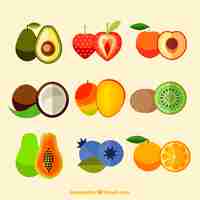 Free vector pack of tasty fruits in flat design