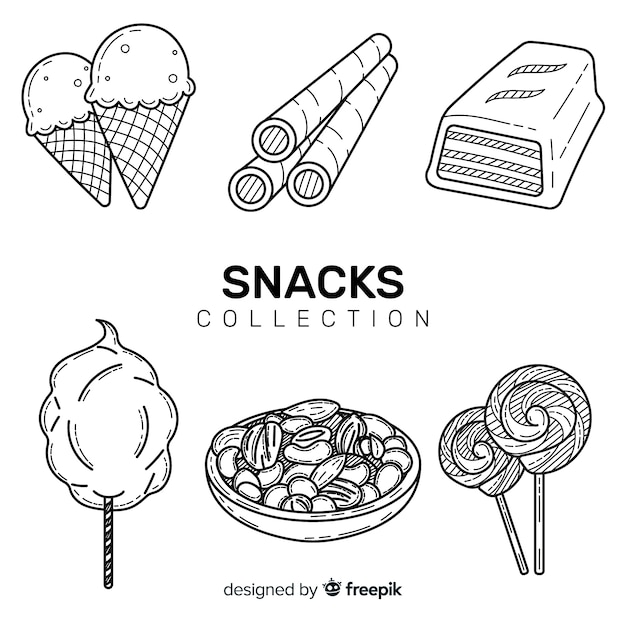 Free vector pack of tasty snacks