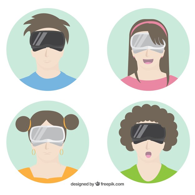 Пакет подростков с использованием виртуальной реальности очки