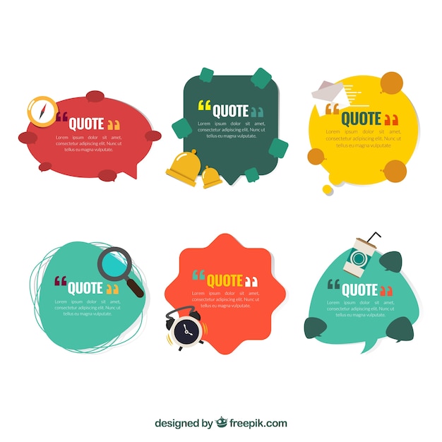 Free vector pack of templates with elements for quote