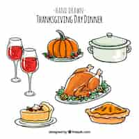 Free vector pack of thanksgiving drawings